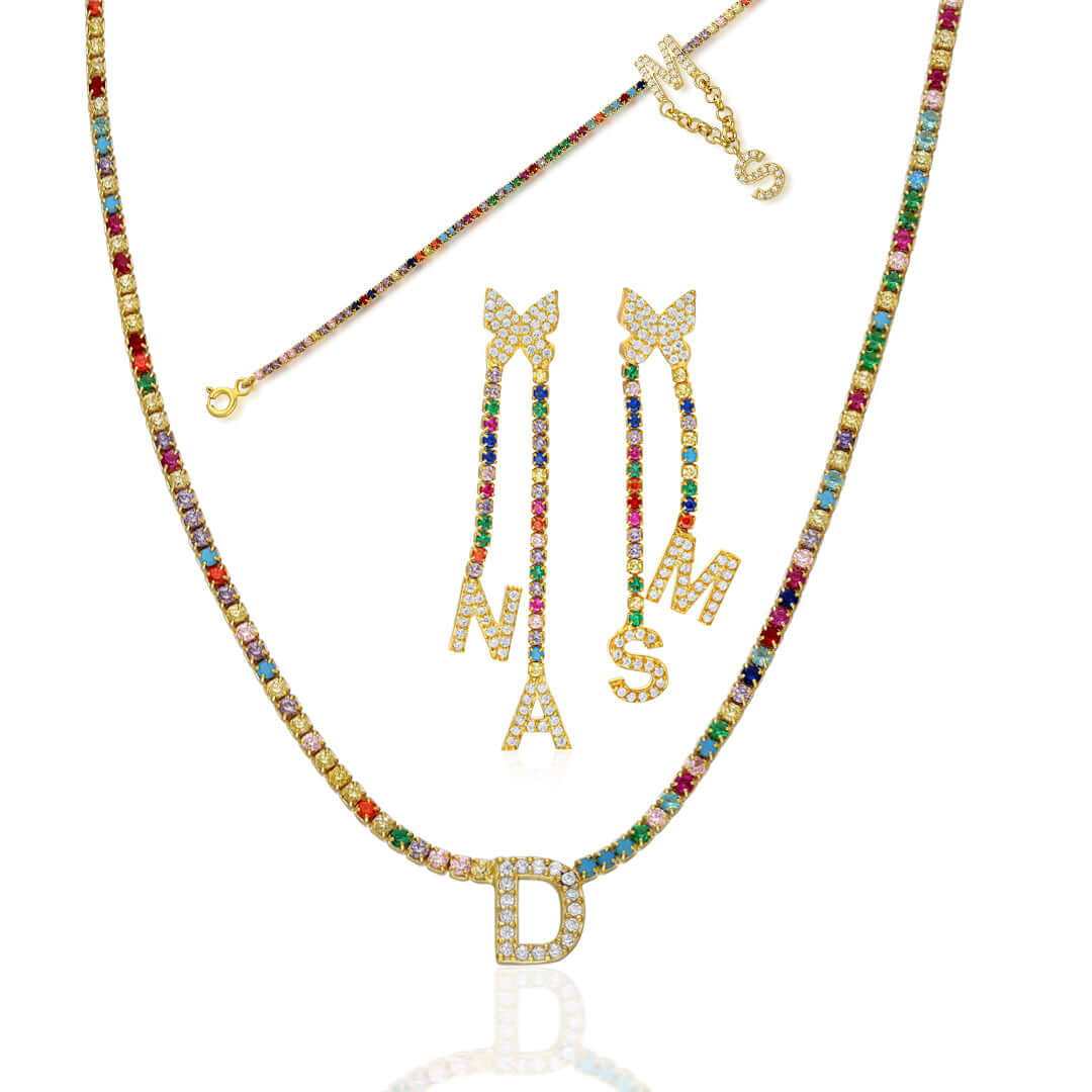 14K GOLD Colorful Waterways Set with Letters