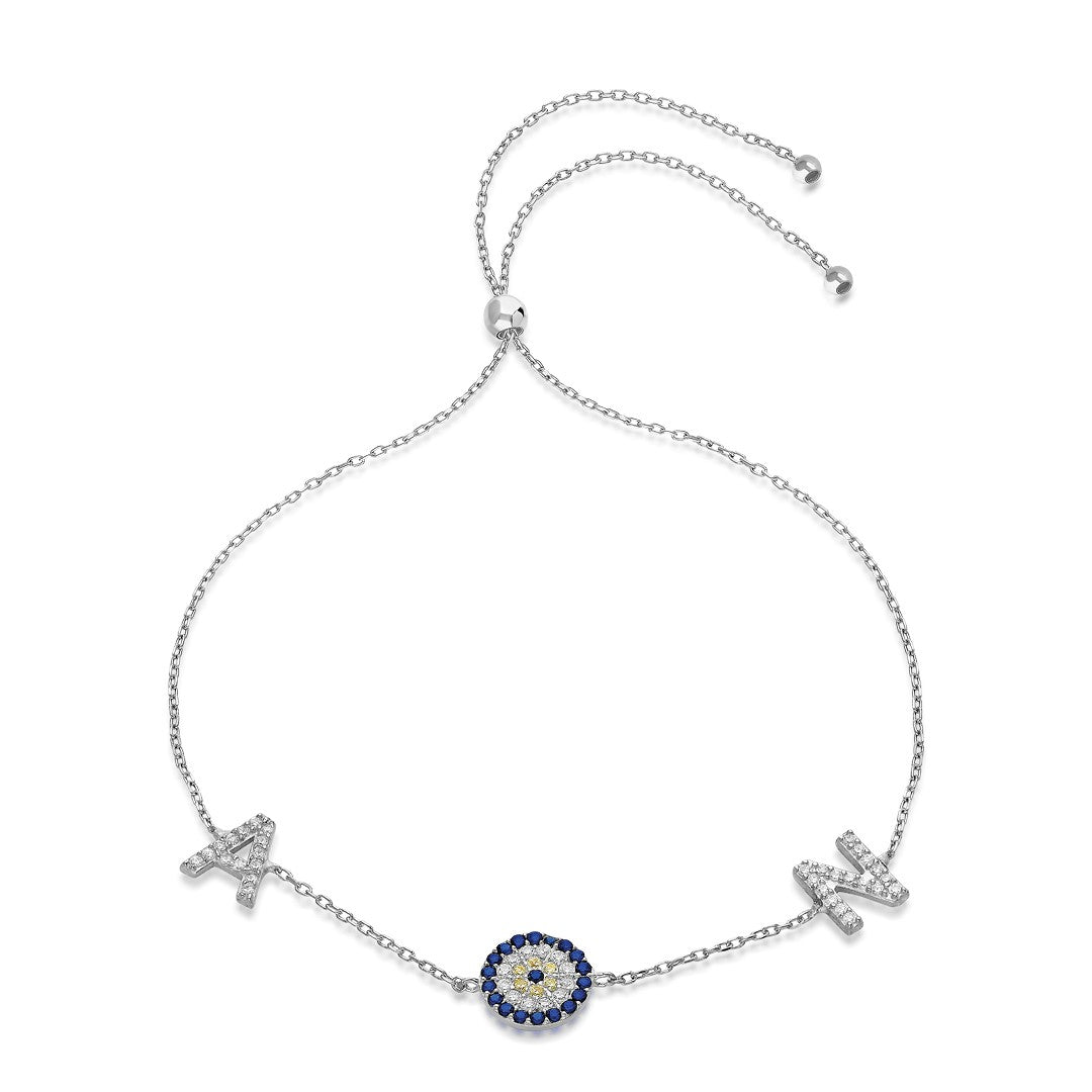 Buchstaben - Lift Kette Armband mit bösen Blick Brief