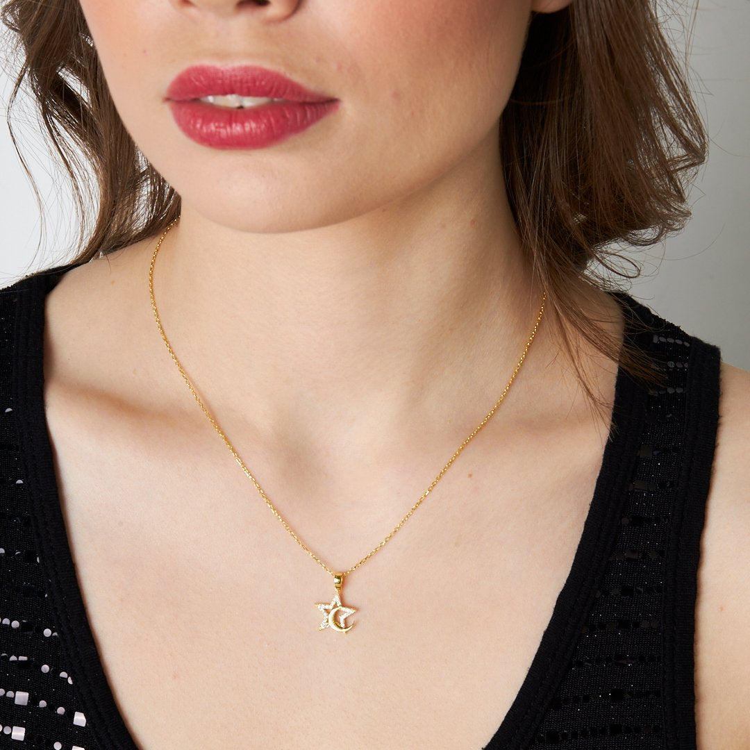 Niedlicher Stern und Mond Anhänger