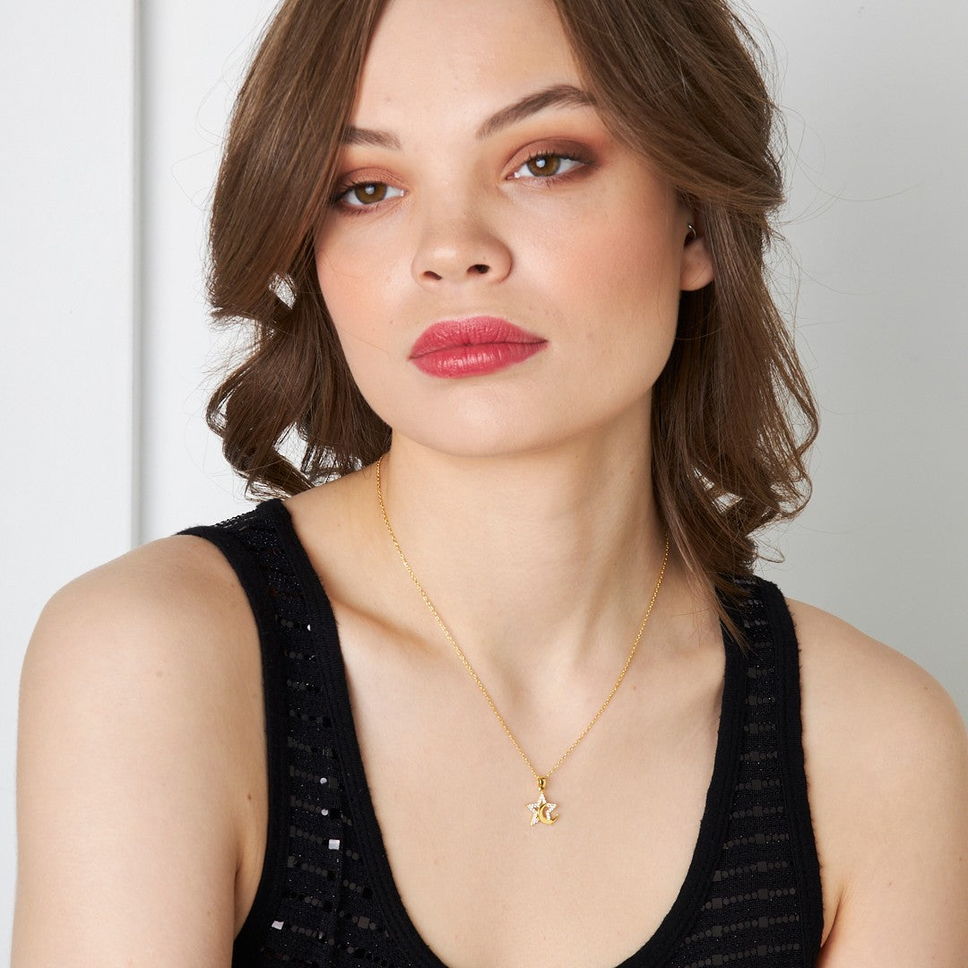 Niedlicher Stern und Mond Anhänger