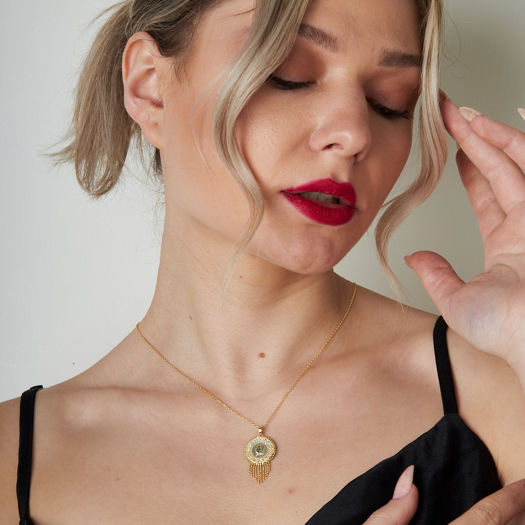 Anhänger Halskette mit Viertel Quasten