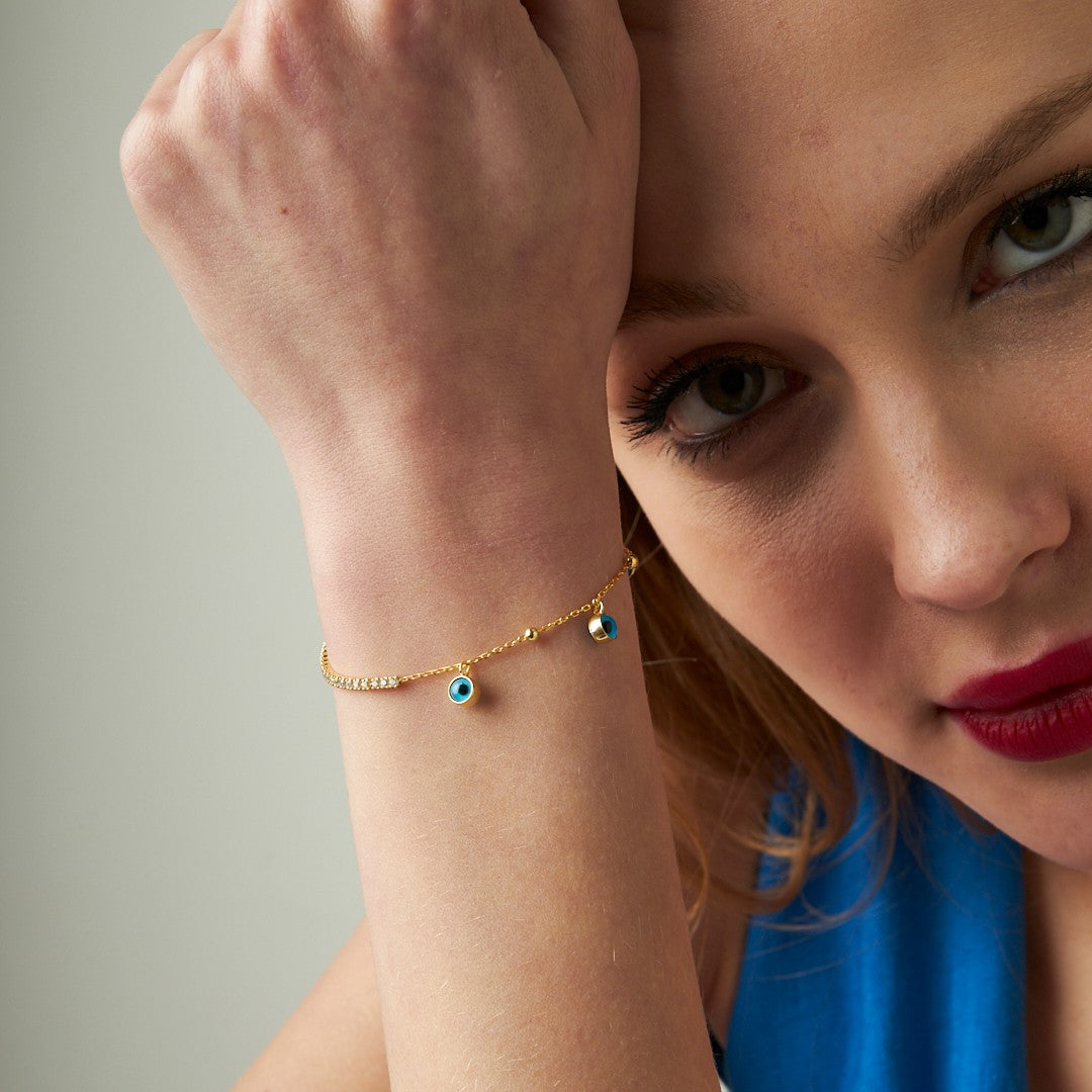 Dreifaches böses auge wasserstraße kette armband