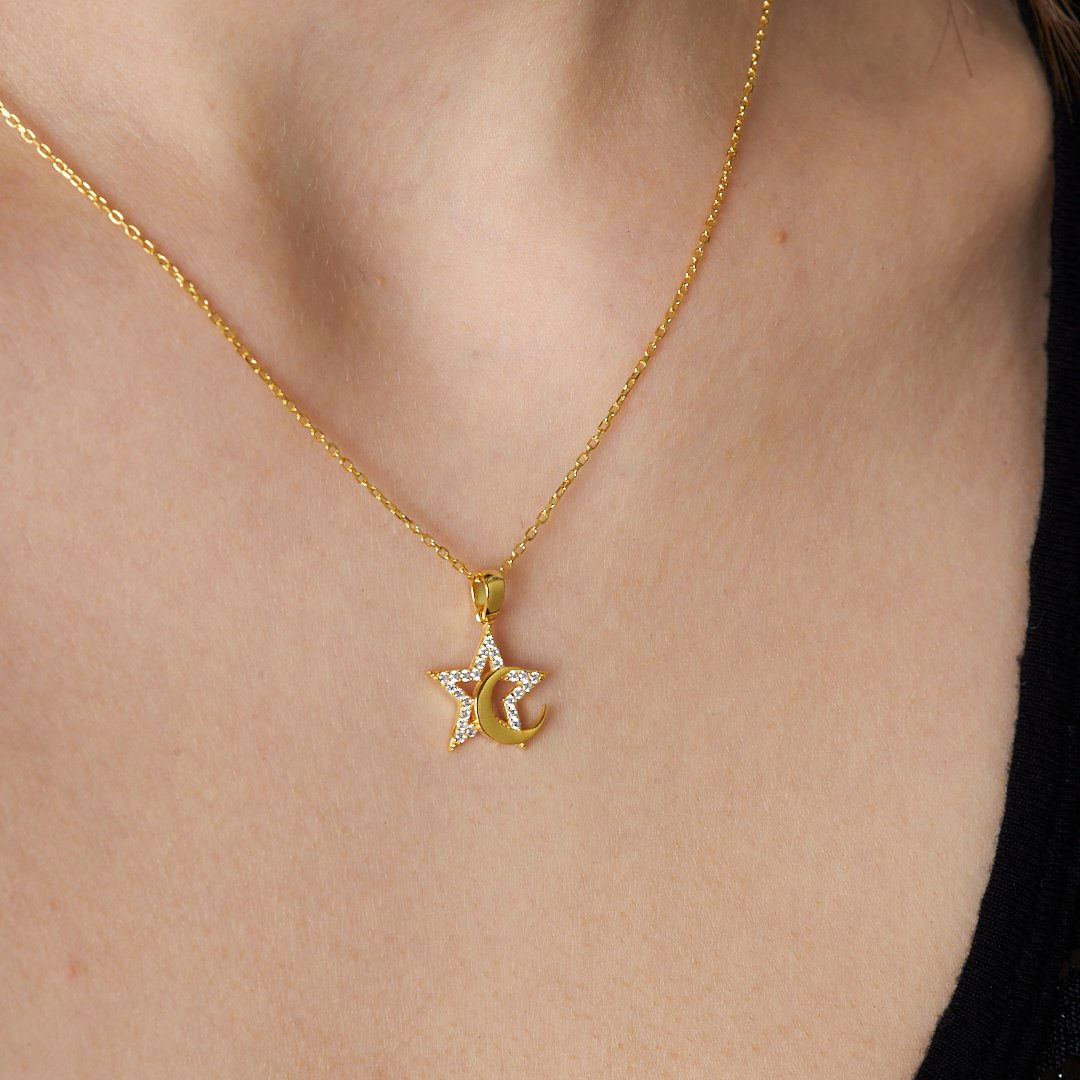 Niedlicher Stern und Mond Anhänger