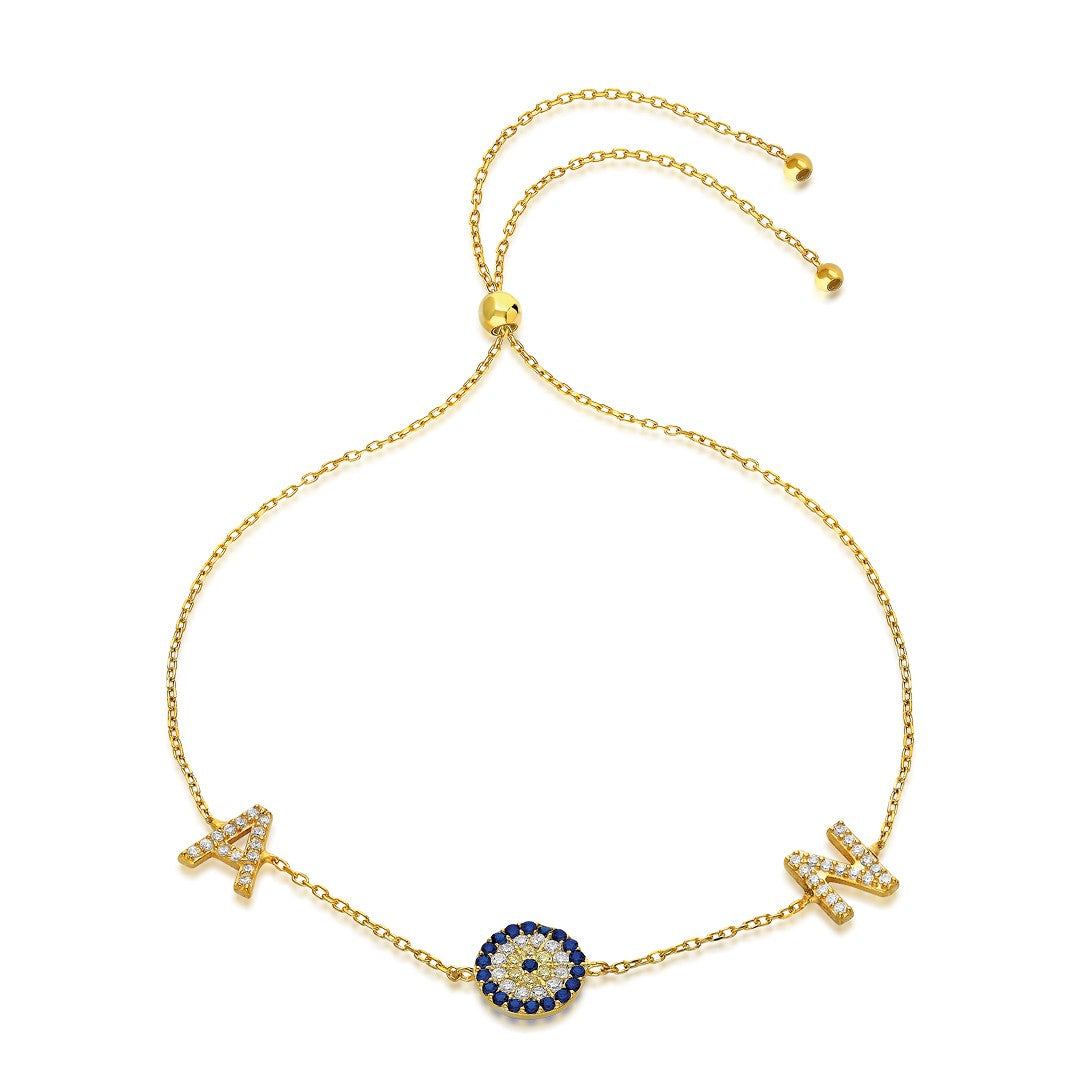 Buchstaben - Lift Kette Armband mit bösen Blick Brief