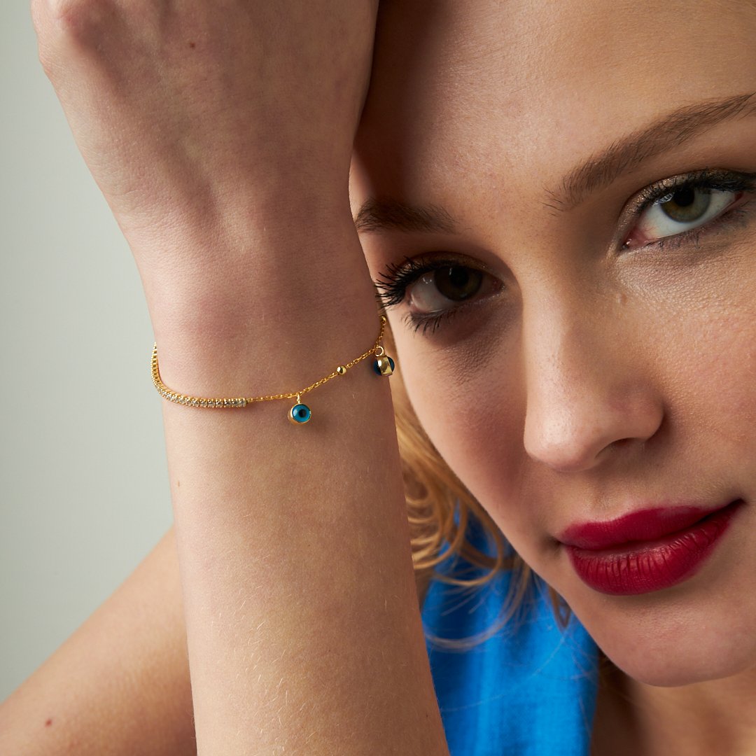 Dreifaches böses auge wasserstraße kette armband