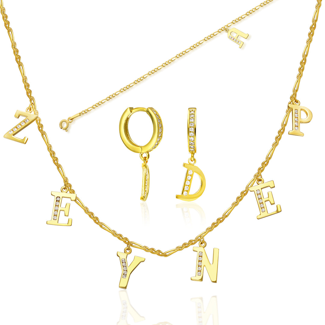 14K GOLD Stilvolles Briefset mit Namen