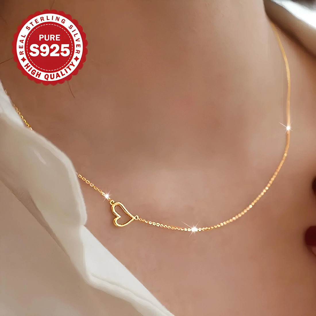 Minimal Yan Kalp Kolye – 925 SILBER