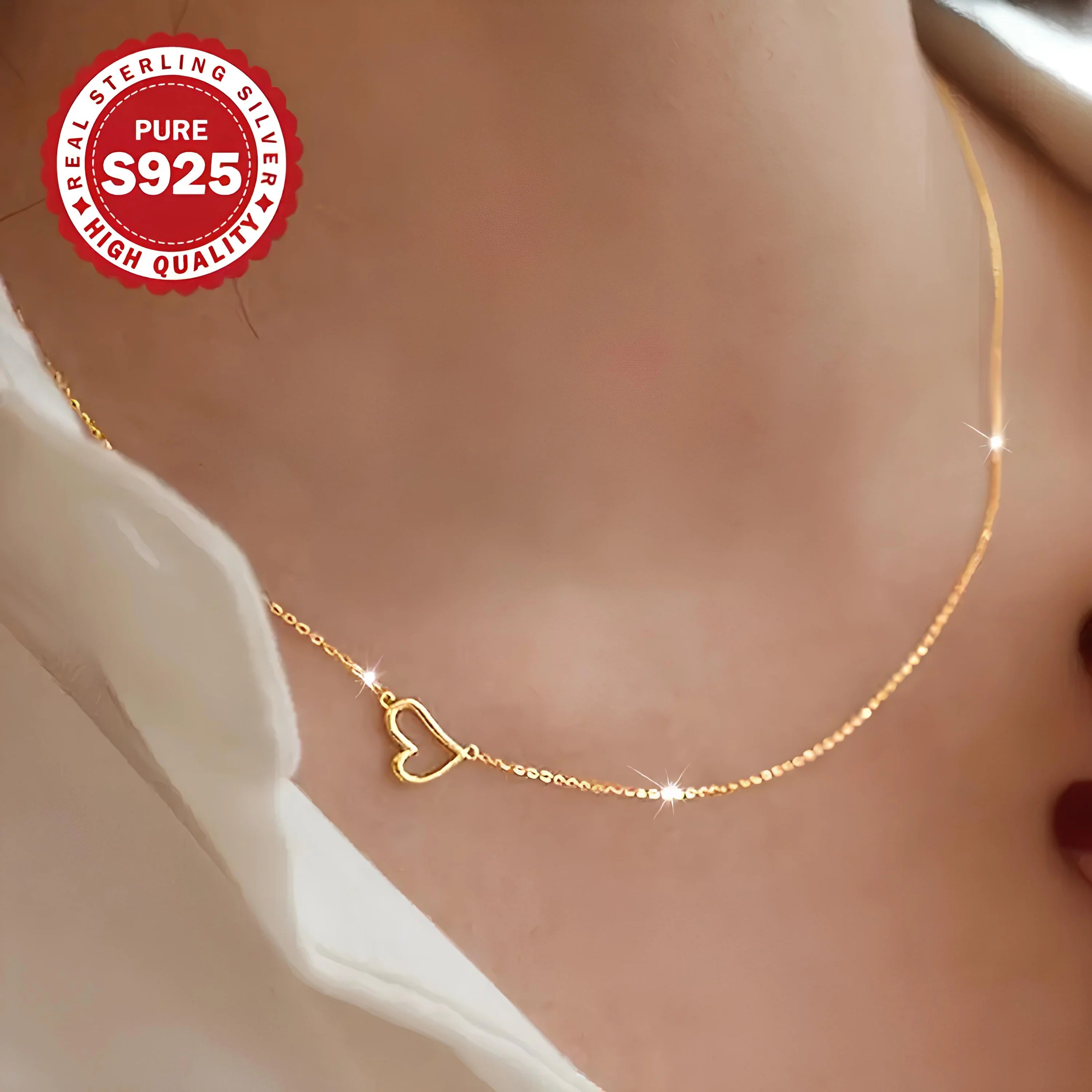 Minimal Yan Kalp Kolye – 925 SILBER