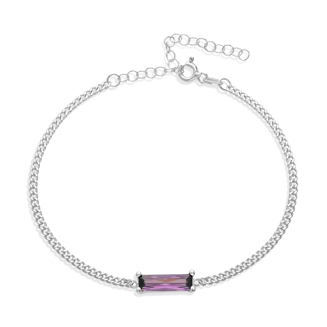 Baguette Armband mit Fliederfarbenem Stein
