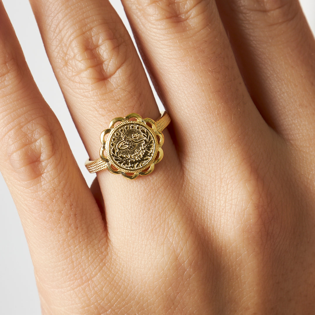 14K GOLD Monogram Flower Model Ring