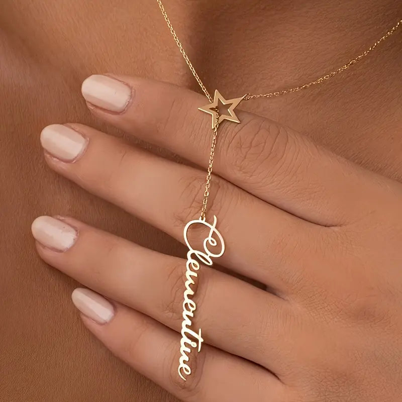 Sternförmige Name-Anhänger-Halskette – 925 SILBER