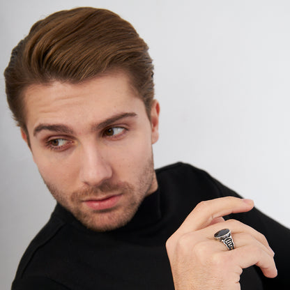 ring with black zircon stones