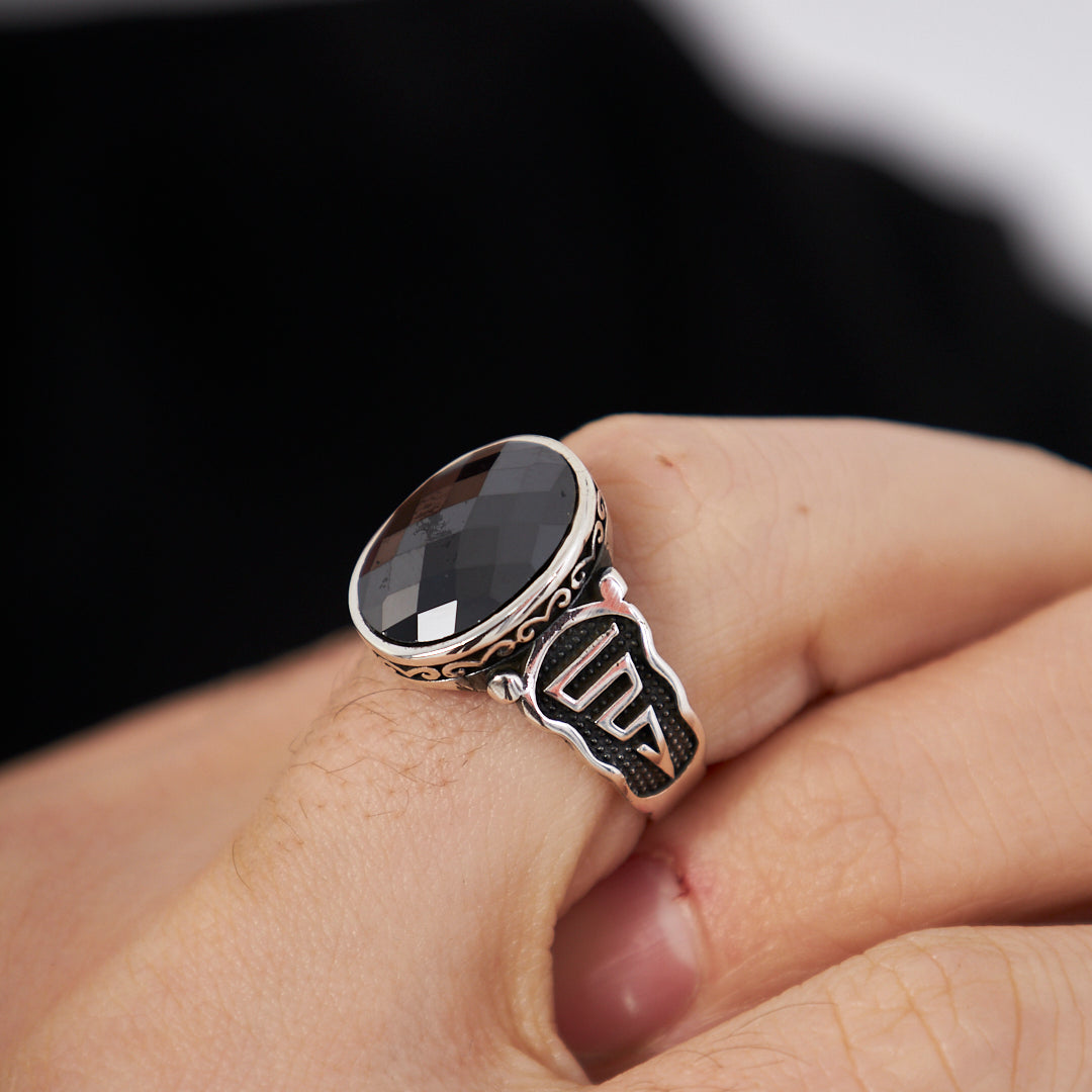 ring with black zircon stones