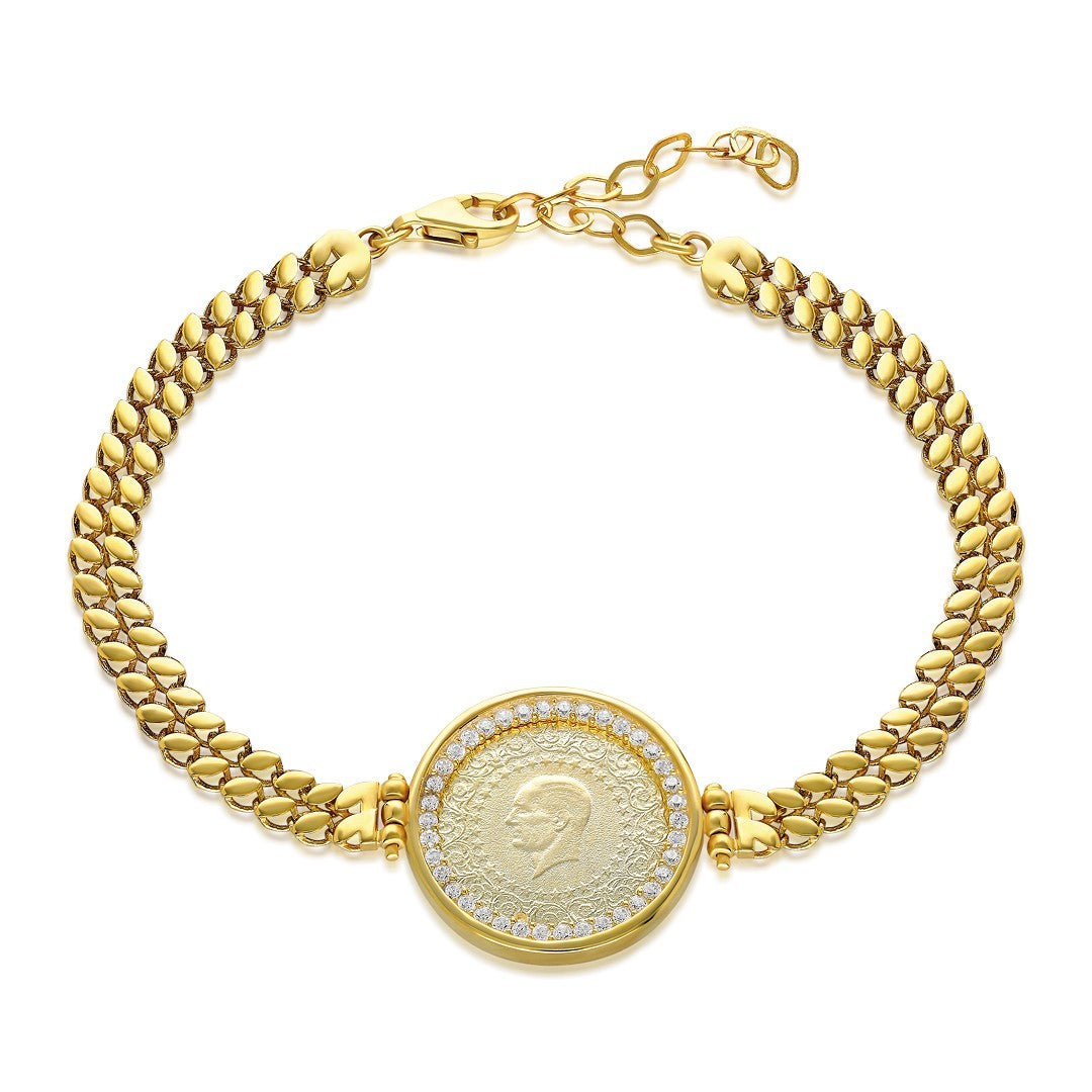 14K GOLD double sequin quarter bracelet