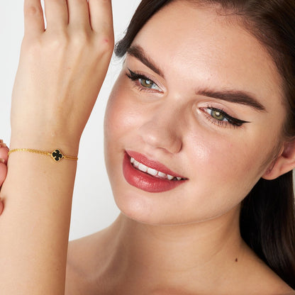 clover bracelet with black stones