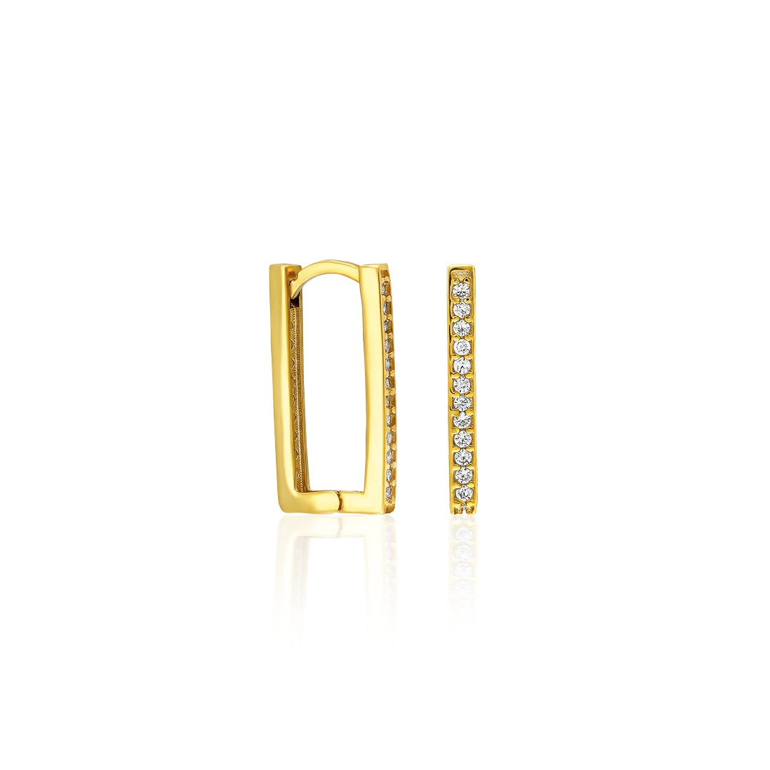 Earrings with rectangular zircon stones