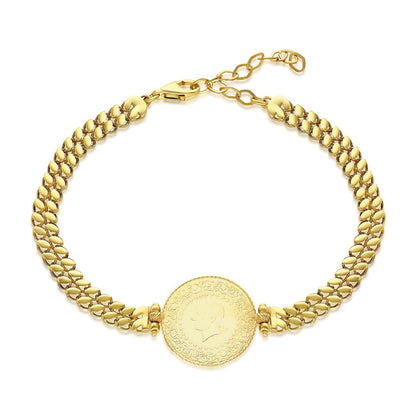 14K GOLD Gevierteltes dorıca Kettenarmband