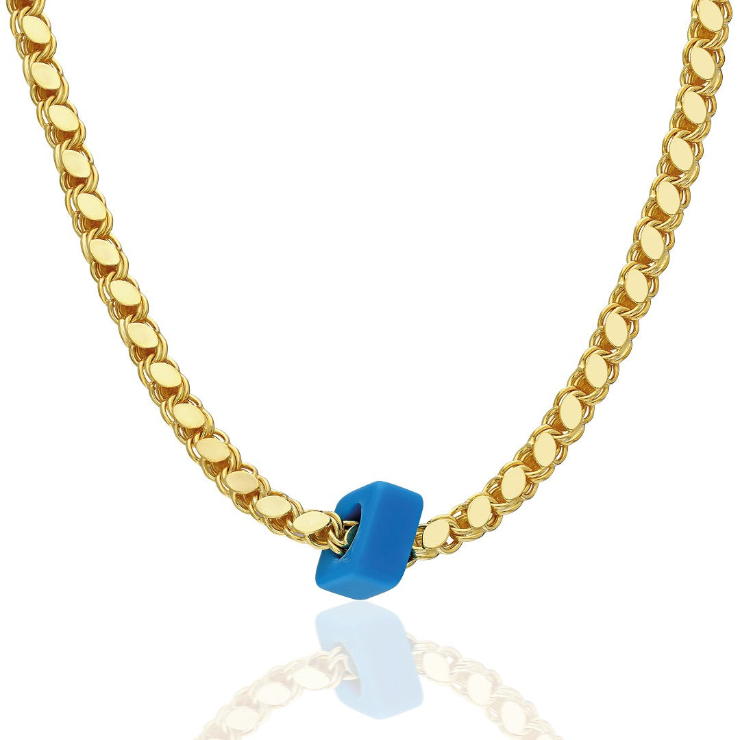 Baue Natural Stone Sequin Halab Chain Necklace