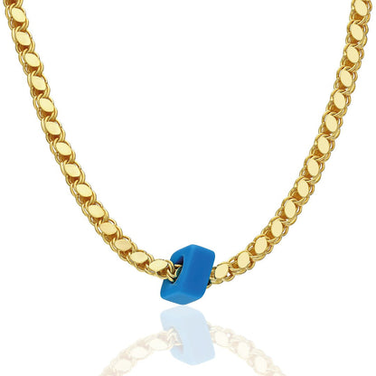 Baue Natural Stone Sequin Halab Chain Necklace