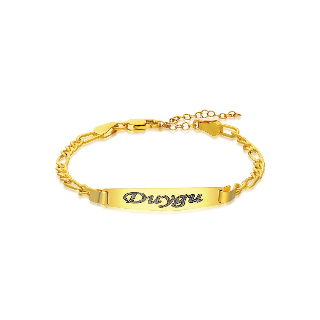 14K GOLD Nameplate Print Bracelet Set