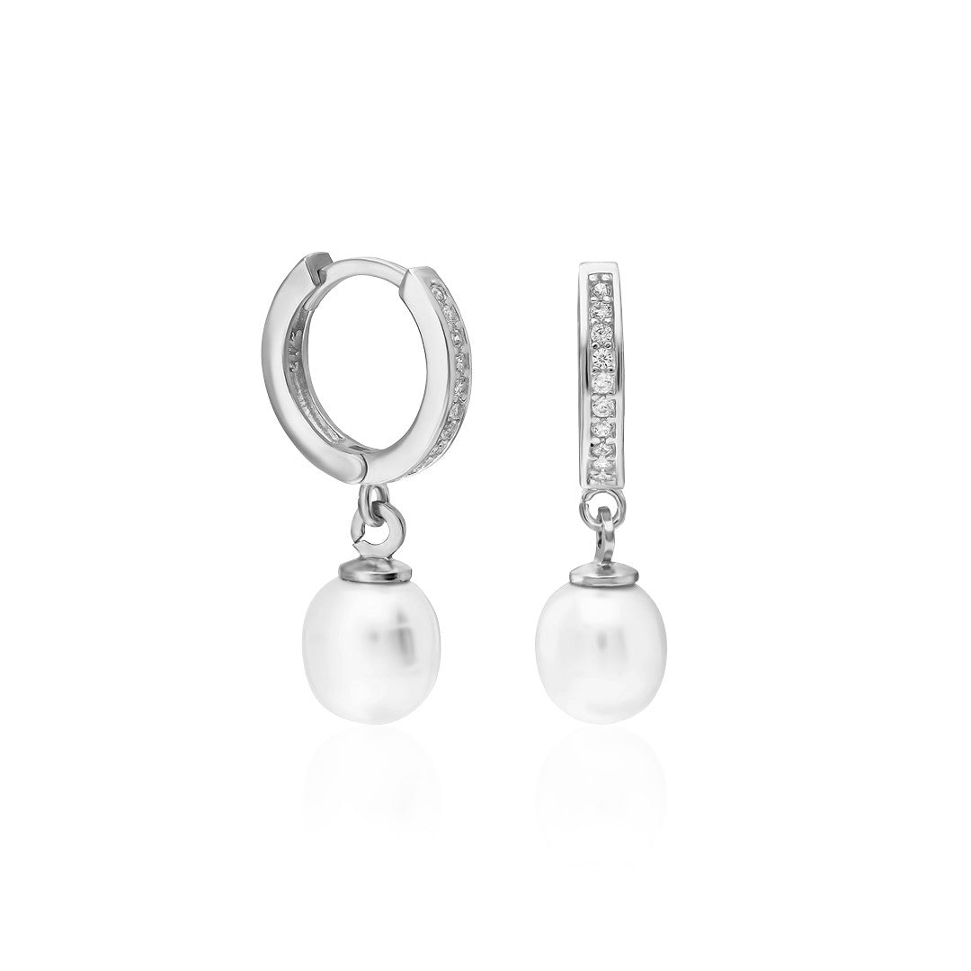 hoop earrings with pearl stones