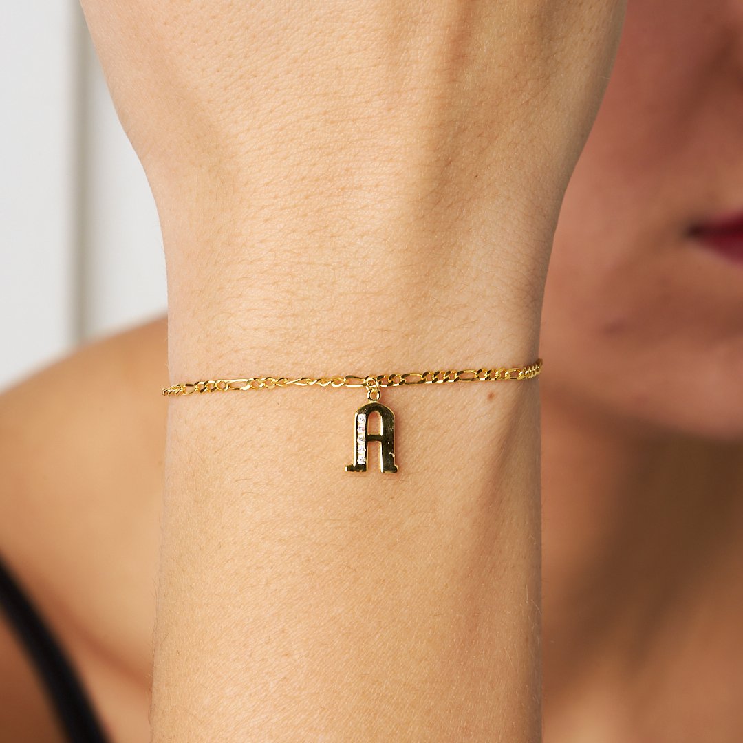 Namensarmband - Figaro kette armband mit buchstaben