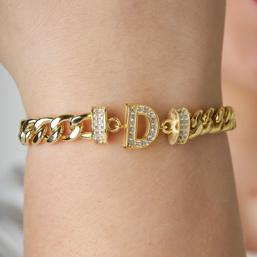 14K GOLD Kubisches armband mit zirconiasteinen