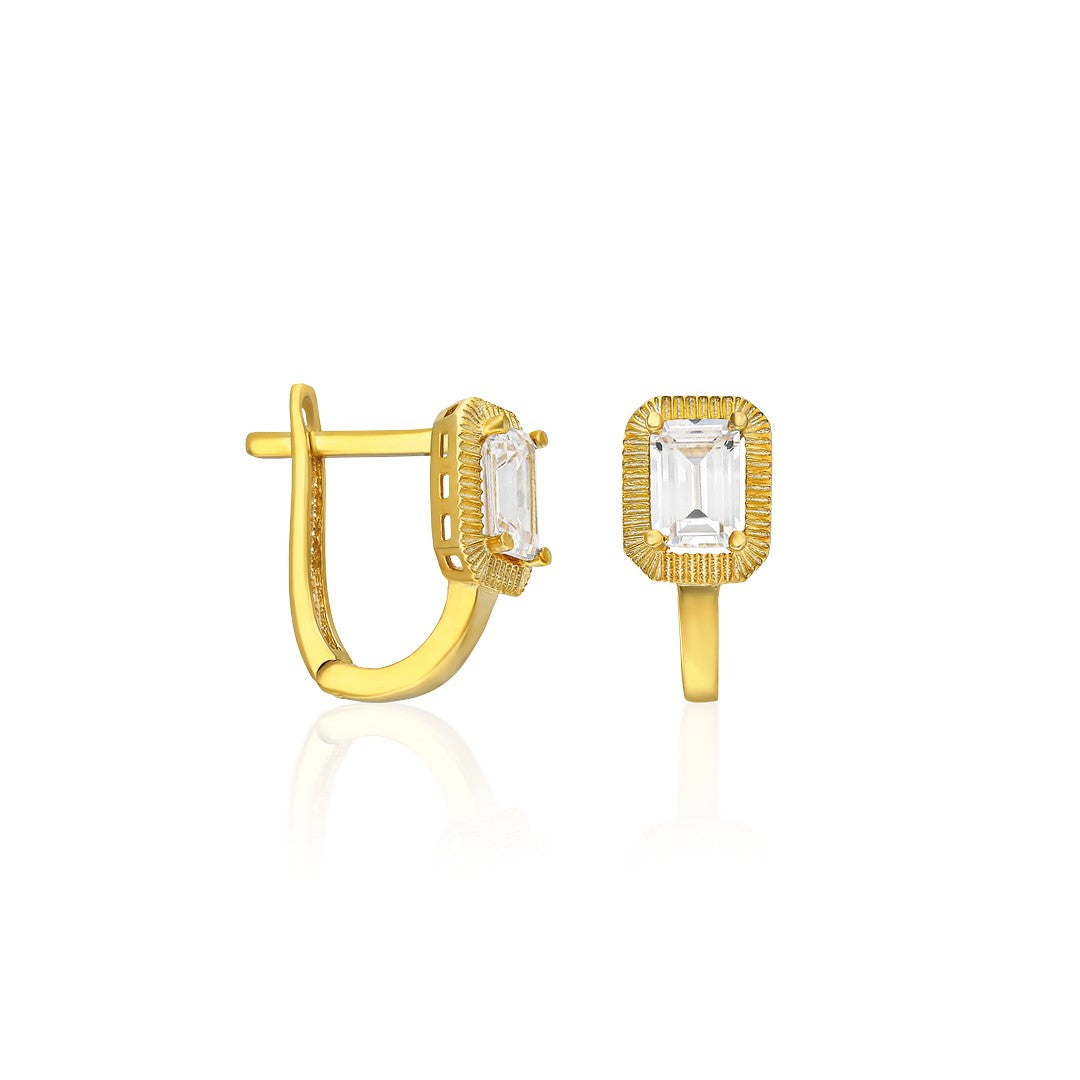 14K GOLD Baguette Earrings Elegance