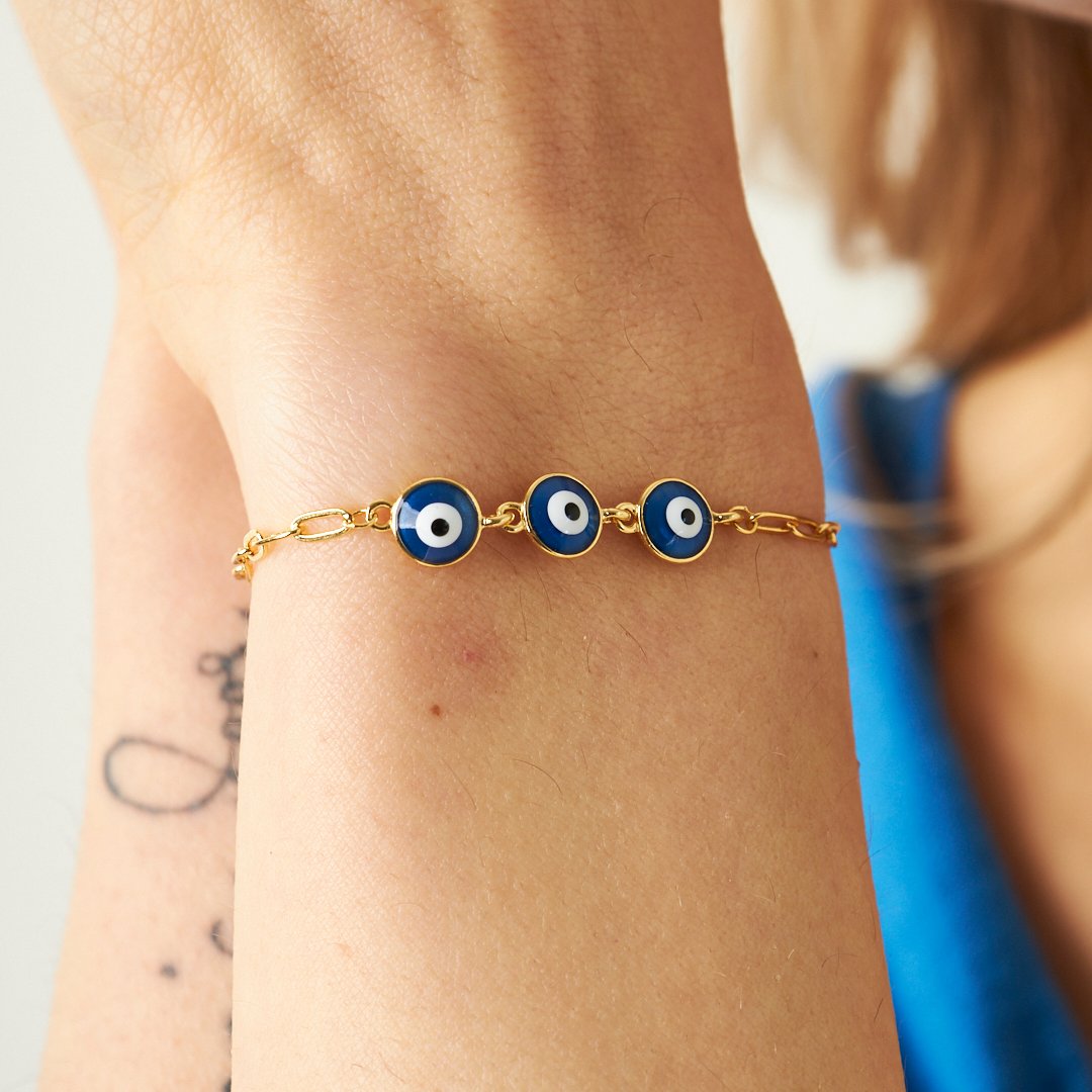 Triple evil eye bracelet