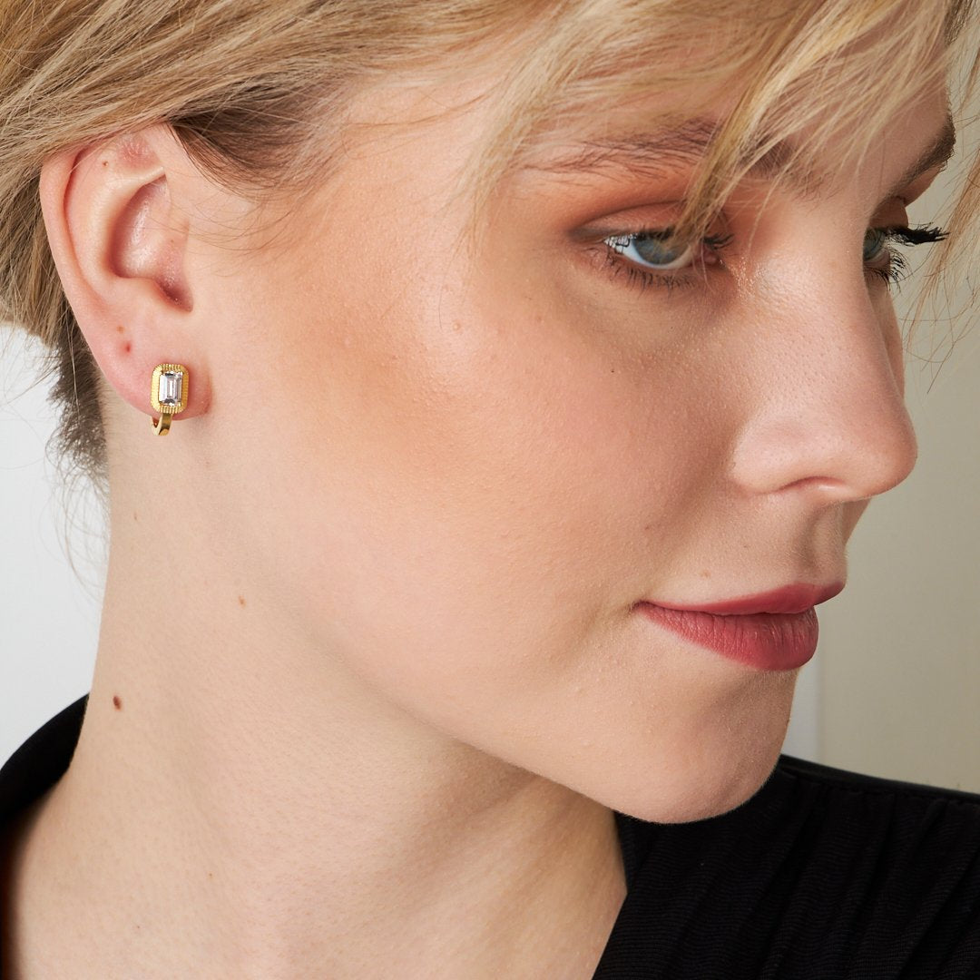 14K GOLD Baguette Earrings Elegance