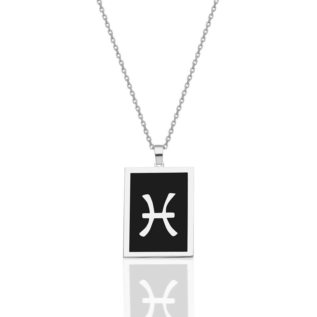 Colorful Rectangular Pisces Horoscope Necklace