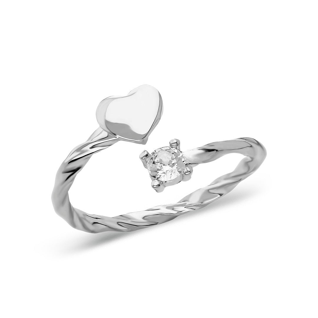 solitaire twisted heart ring