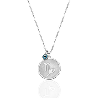 Evil eye round capricorn horoscope necklace