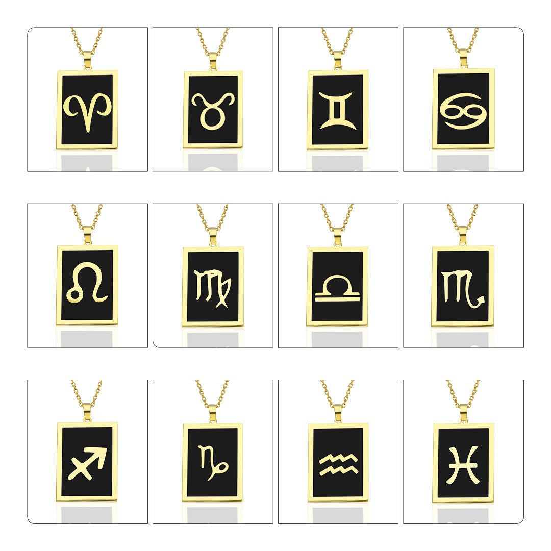 Colorful Rectangular Pisces Horoscope Necklace