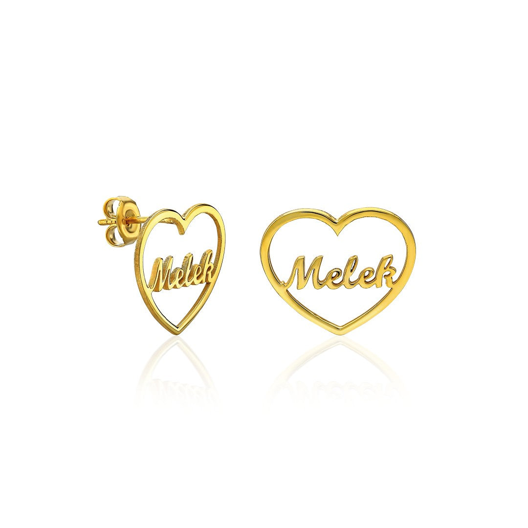 14K GOLD Herz Namen Ohrringe