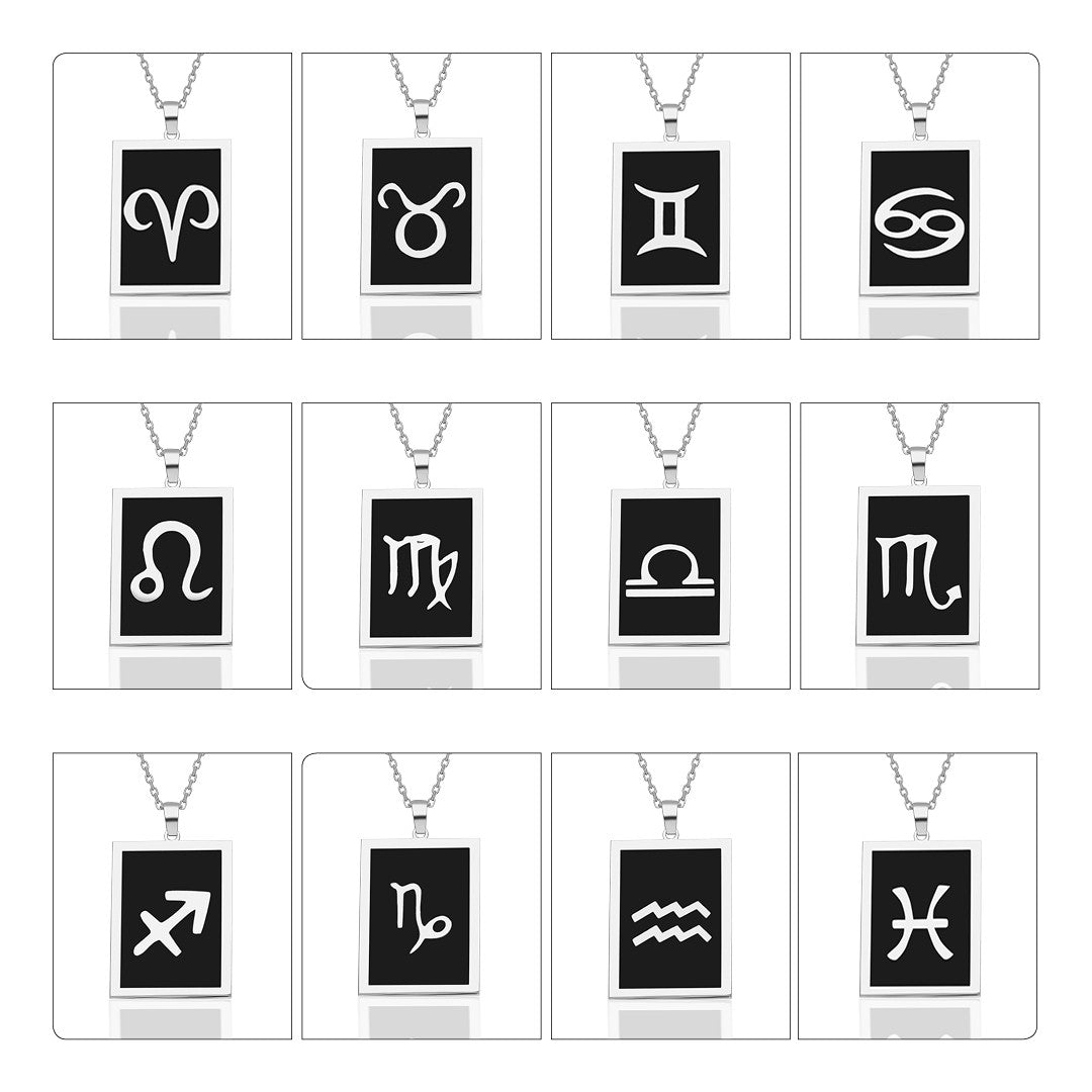 Colorful Rectangular Pisces Horoscope Necklace