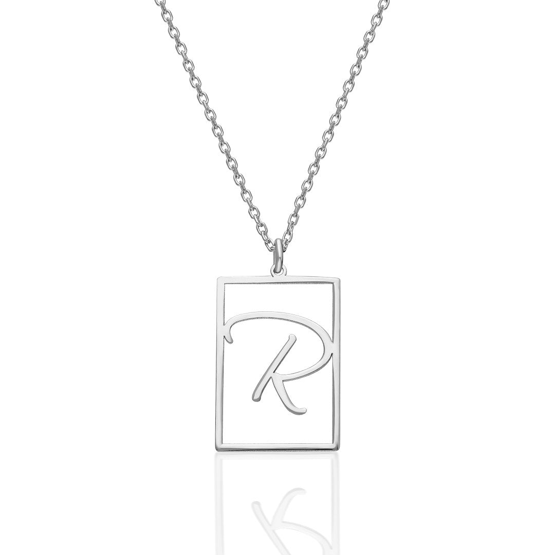 Name Necklace - Rectangular Necklace with Letters