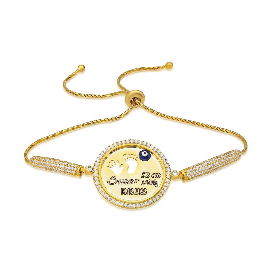 14K GOLD Benanntes Baby Hand Fuß Armband