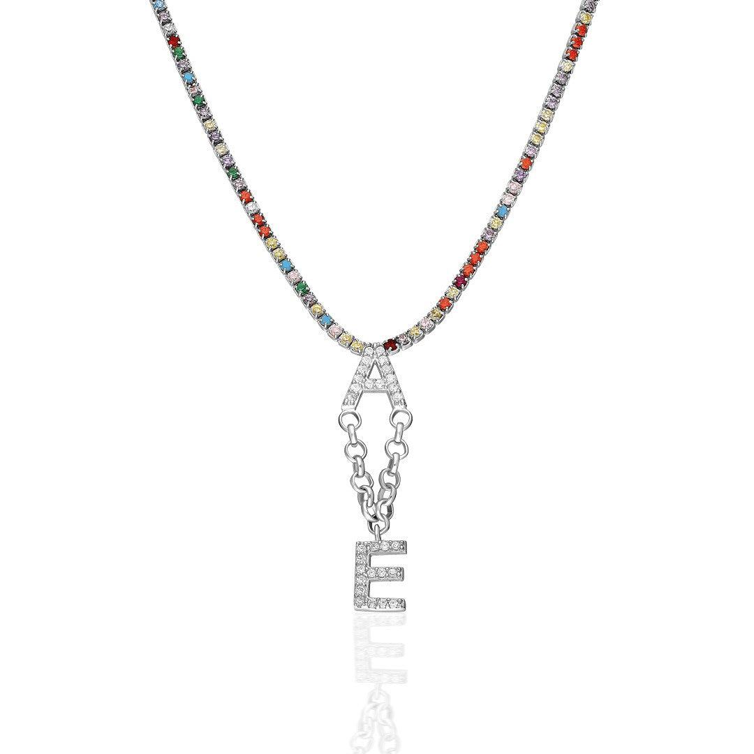 Letters - Colorful Waterways Necklace with Two Letters