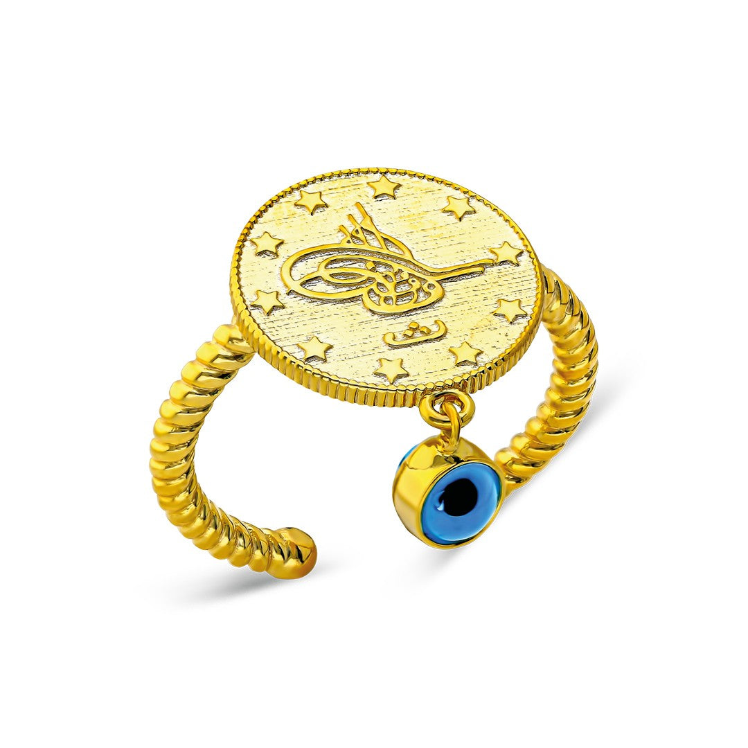 14K GOLD Böses Auge Viertel Ring