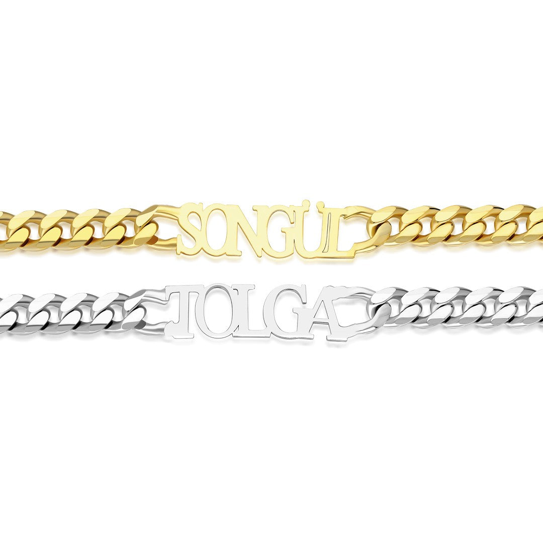 14K GOLD Kuba kette namensarmband set