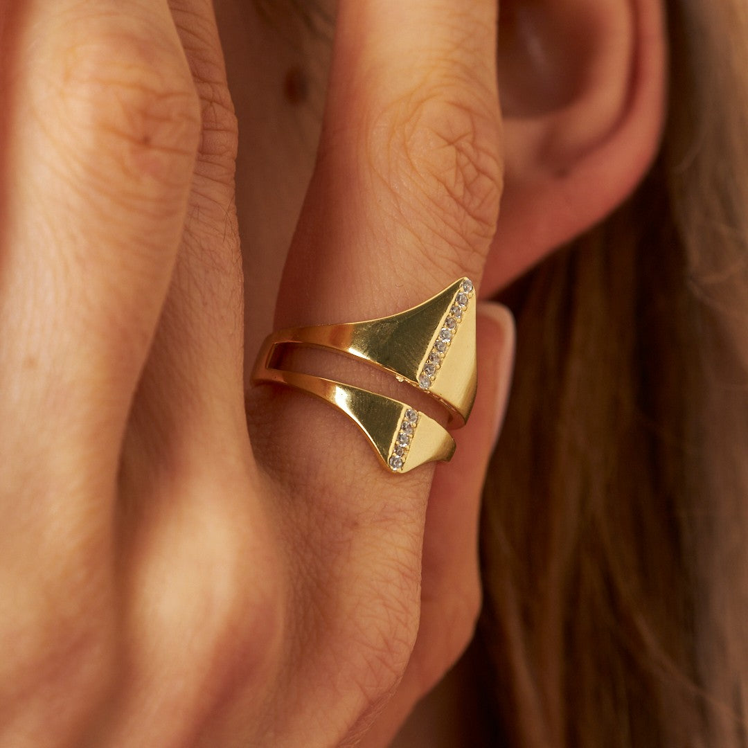 Unusual ring with two rows of stones