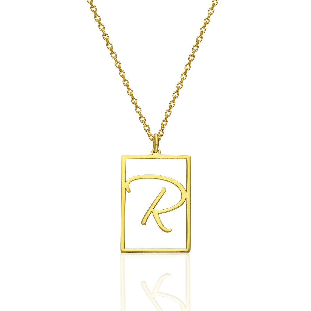 Name Necklace - Rectangular Necklace with Letters