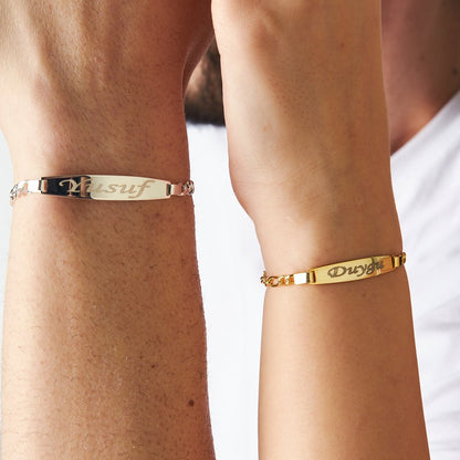 Nameplate Print Bracelet Set