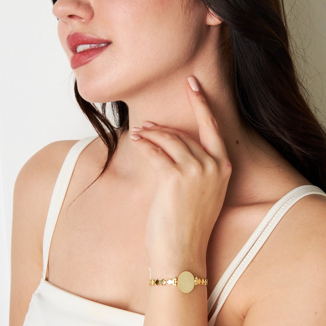 14K GOLD Viertel Armband mit Kette