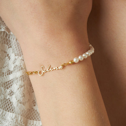 Name Bracelet - Name Bracelet with Pearls