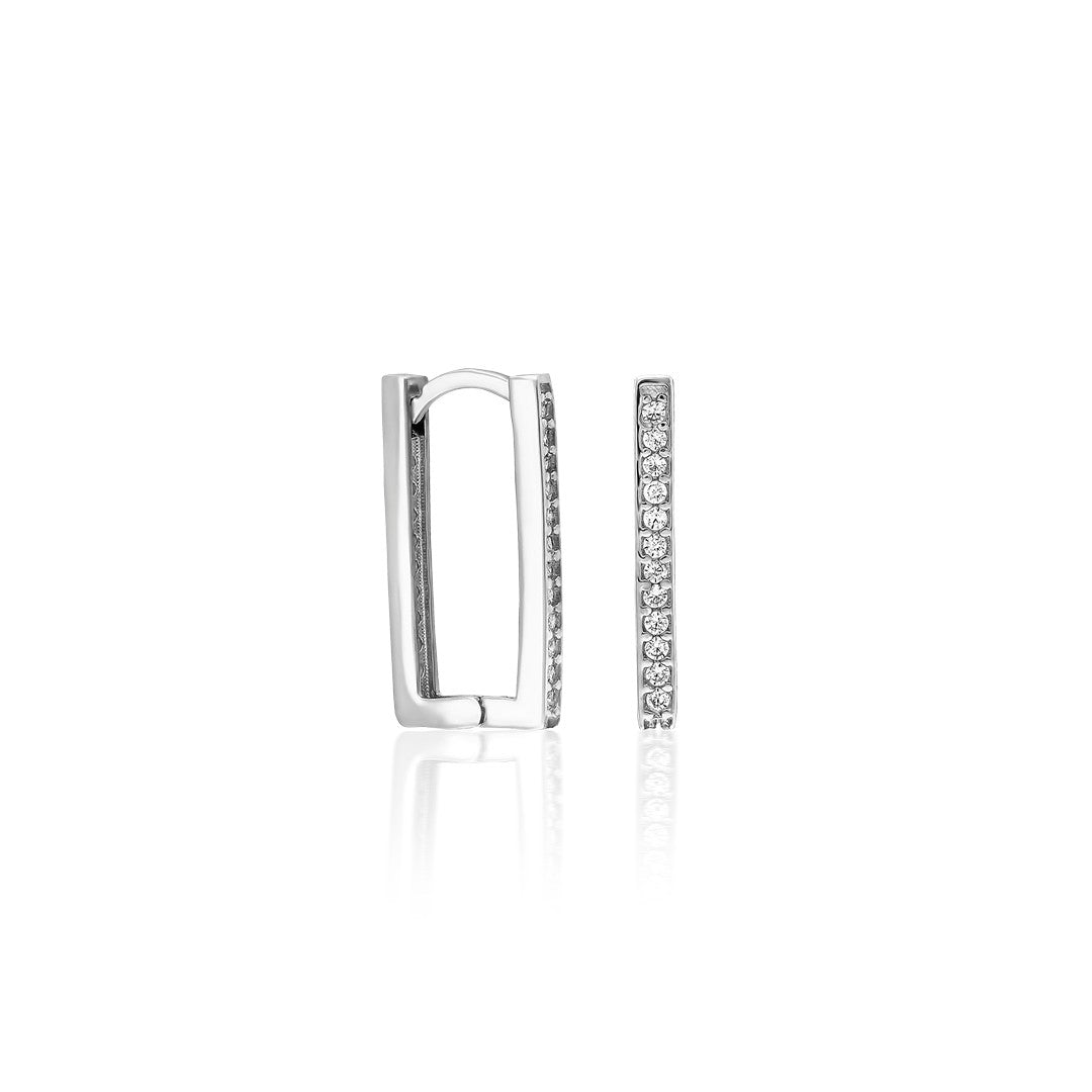 Earrings with rectangular zircon stones