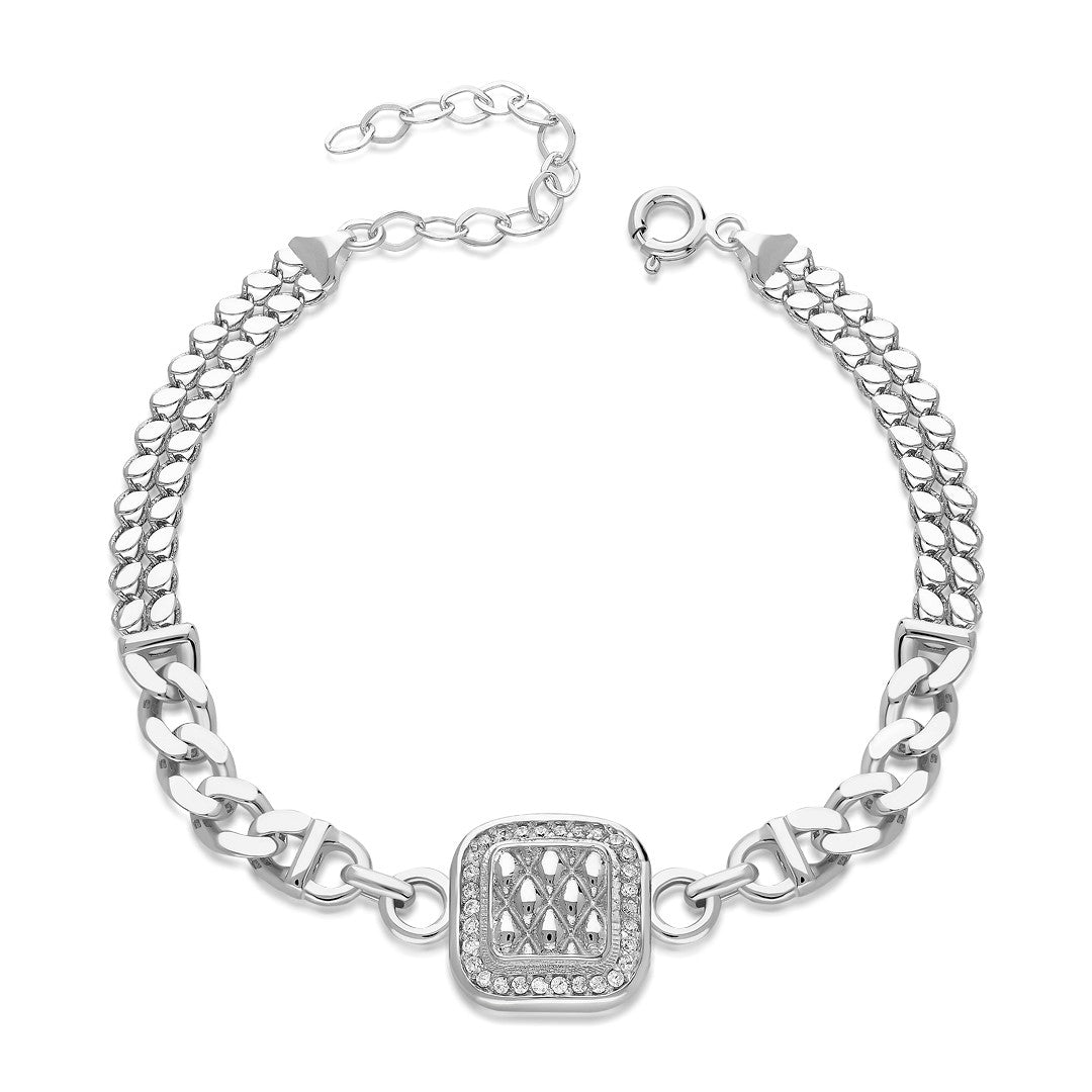 two-chain bracelet with square stones