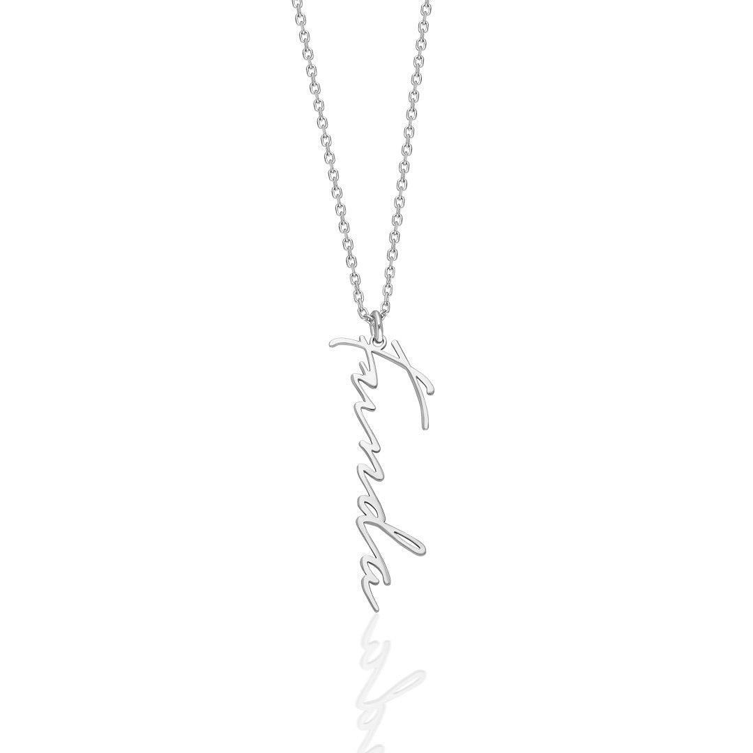 Name Necklace -Vertical Handwritten Necklace