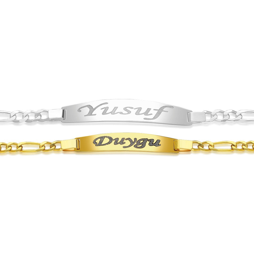 14K GOLD Nameplate Print Bracelet Set